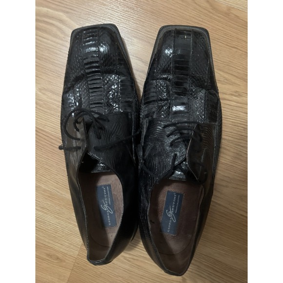 Giorgio Brutini Genuine Snake Skin Black Leather Lace Up‎ Dress Shoes Men 15M